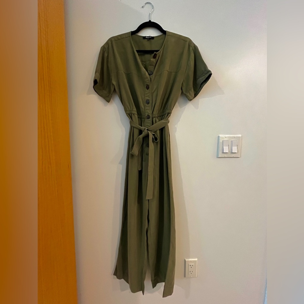 Madewell Green Short Sleeve Jumpsuit